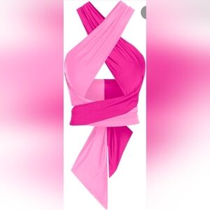 Zaful Pink Wrap Crop Top